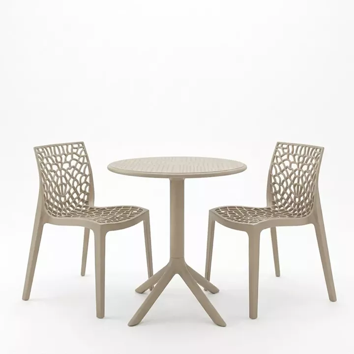 Dining set Mercon Hush pakoworld set 3pcs cappuccino PP Φ60x75cm