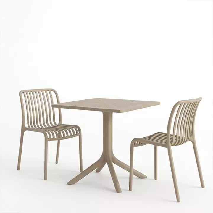 Τραπεζαρία Zoi Groovy pakoworld σετ 3τεμ cappuccino PP 80x80x74εκ