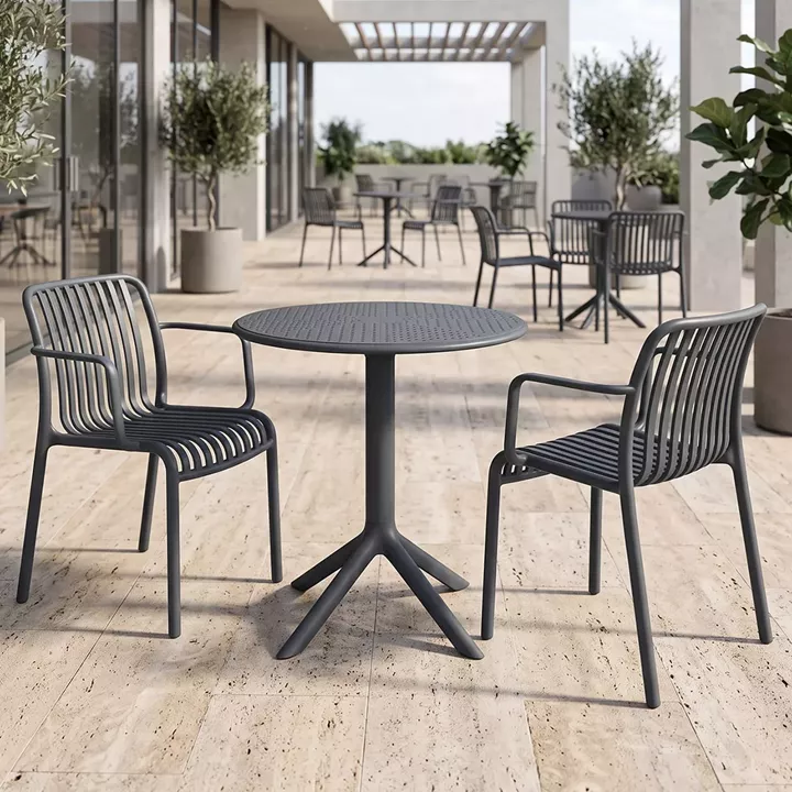 Dining set Mercon Zoi pakoworld set 3pcs anthracite PP Φ60x75cm