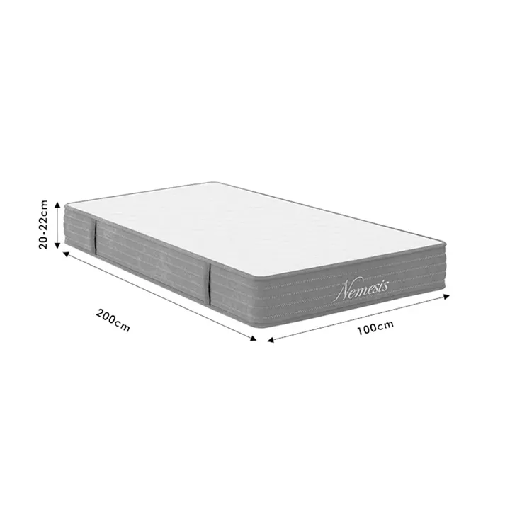 Bed with mattress Nevil-Nemesis pakoworld anthracite fabric with natural color leg 100x200cm