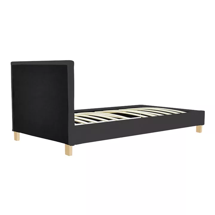 Bed with mattress Nevil-Nemesis pakoworld anthracite fabric with natural color leg 100x200cm