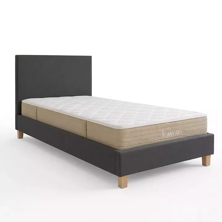 Bed with mattress Nevil-Nemesis pakoworld anthracite fabric with natural color leg 100x200cm