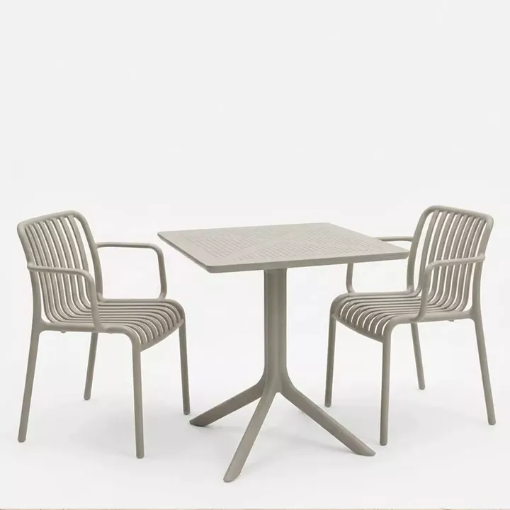 Τραπεζαρία Zoi Groovy pakoworld σετ 3τεμ cappuccino PP 80x80x74εκ