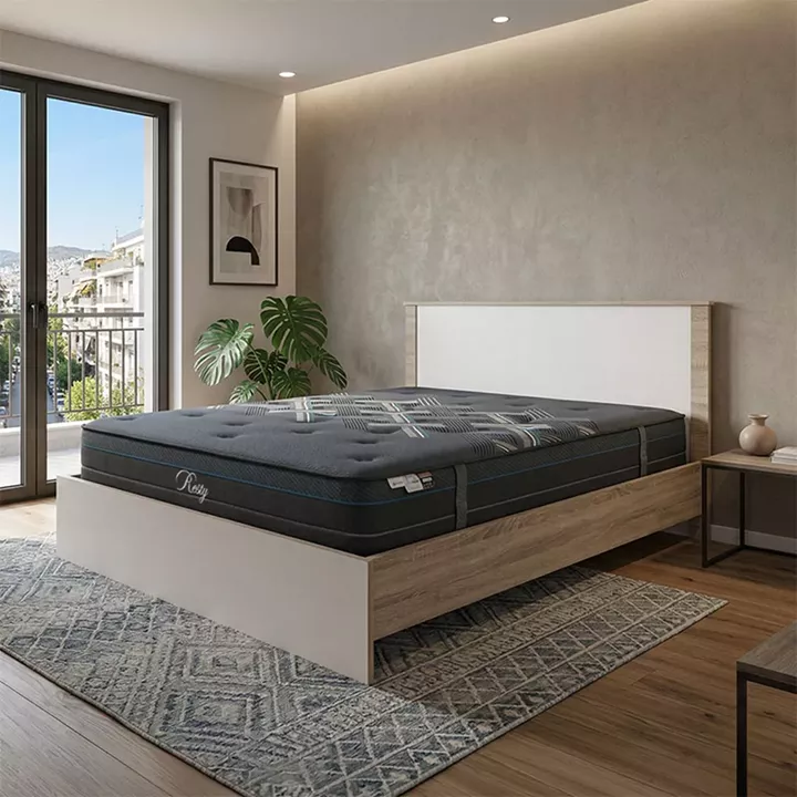 Bed with mattress Athos-Resty pakoworld sonoma-white 160x200cm