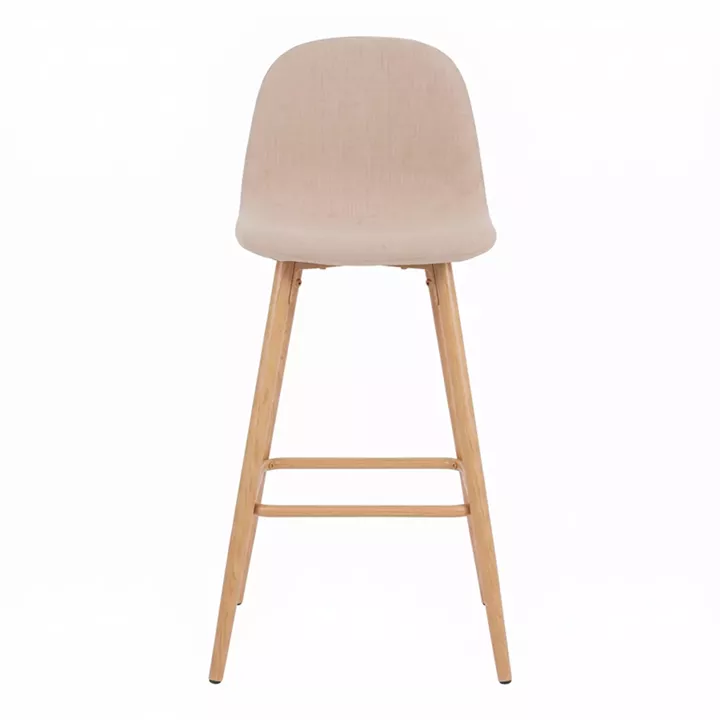 Bar stool Bella pakoworld beige fabric with natural color metal leg 41.5x49x108cm