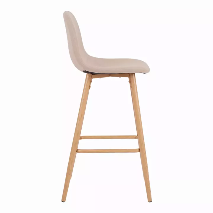 Bar stool Bella pakoworld beige fabric with natural color metal leg 41.5x49x108cm