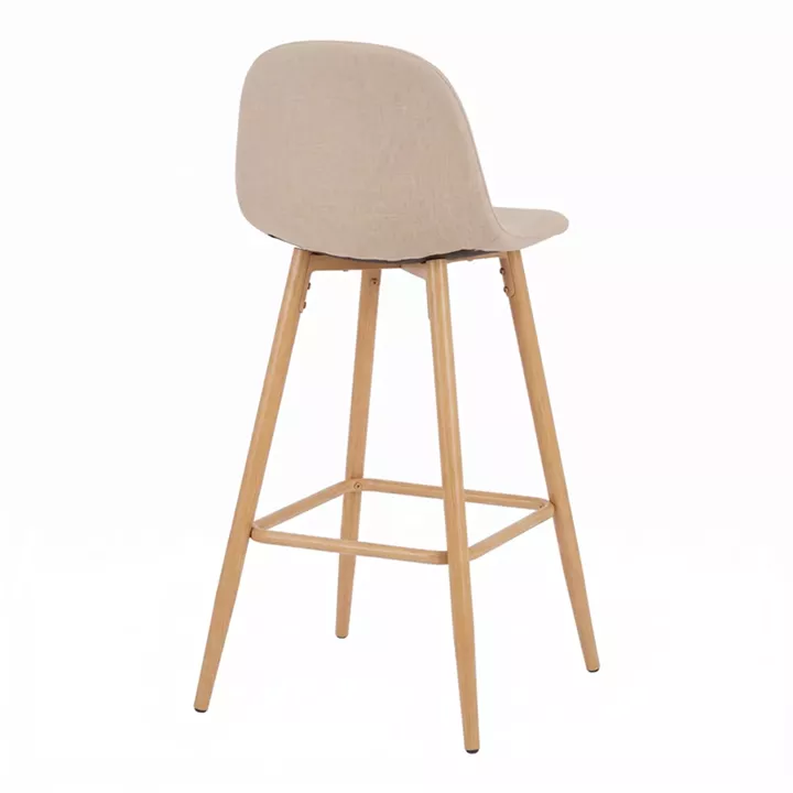 Bar stool Bella pakoworld beige fabric with natural color metal leg 41.5x49x108cm