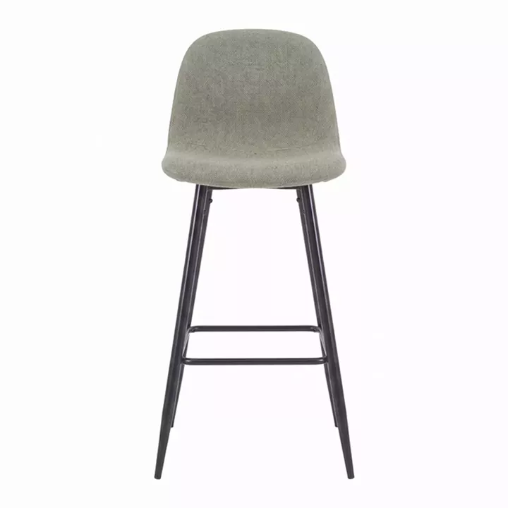 Bar stool Bella pakoworld olive geen fabric with black metal leg 41.5x49x108cm