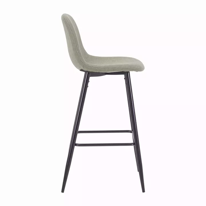 Bar stool Bella pakoworld olive geen fabric with black metal leg 41.5x49x108cm