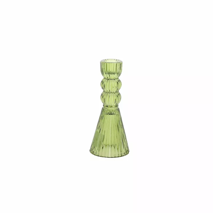 Beauty Home Κηροπήγιο γυάλινο Noah – Λαδί Ø6,5x15cm