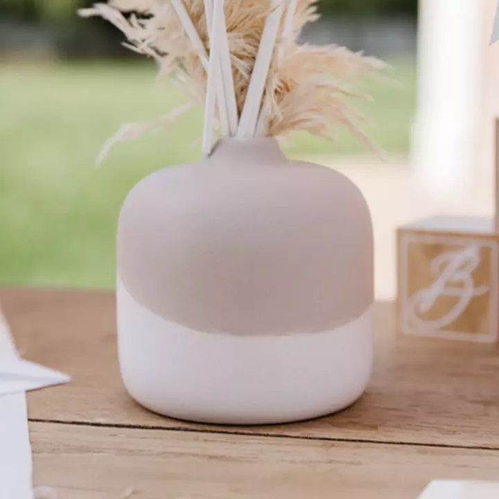 Beauty Home Βάζο κεραμικό Diana σε διχρωμία – κρέμ μπεζ 11×11,5cm