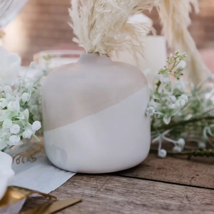 Beauty Home Βάζο κεραμικό Diana σε διχρωμία – κρέμ μπεζ 11×11,5cm