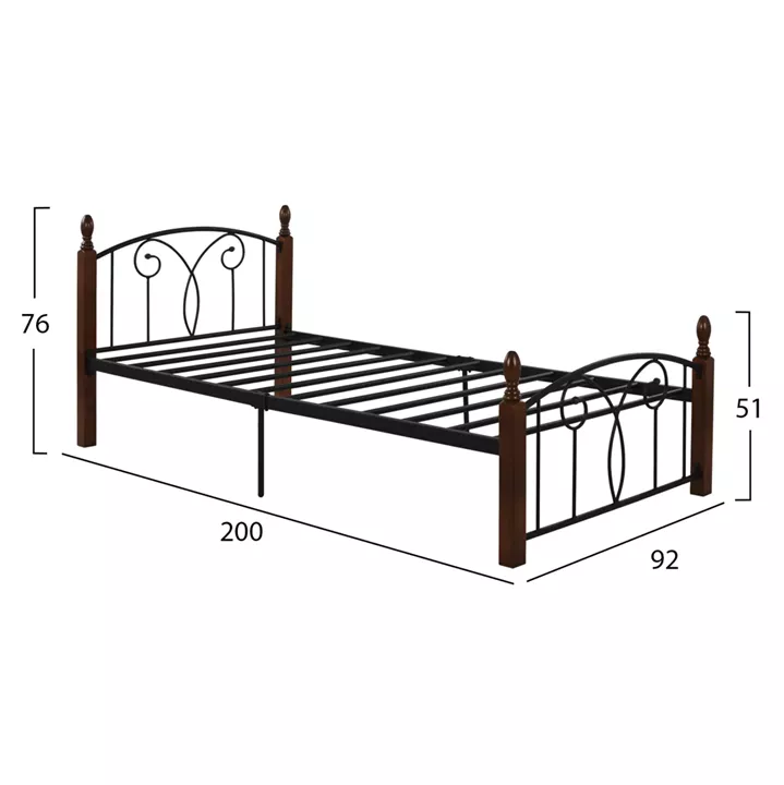 ΣΕΤ ΥΠΝΟΔΩΜΑΤΙΟΥ ΜΕ ΣΤΡΩΜΑ 3ΤΜΧ HM11217 RUBBERWOOD-ΜΕΤΑΛΛΟ