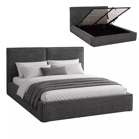 DOUBLE BED WITH STORAGE SPACE SONDER HM764.01 GREY FABRIC--FOR MATTRESS 160x200cm