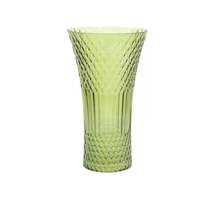Beauty Home Βάζο γυάλινο Iris  – Λαδί Ø13x23cm – 1100m