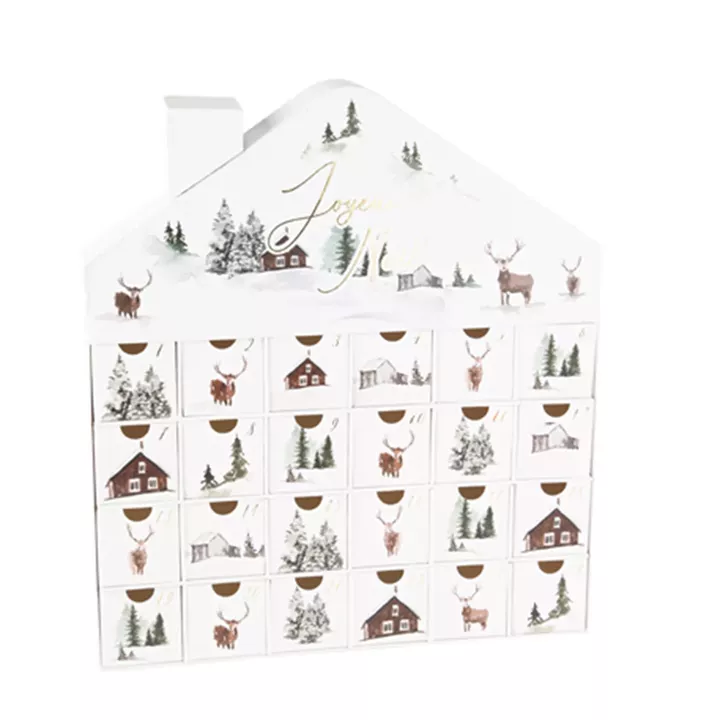 Beauty Home Advent Calendar με Συρτάρια – Σχέδιο Σαλέ και Τάρανδοι 36 × 32,5 × 5,5 εκ.