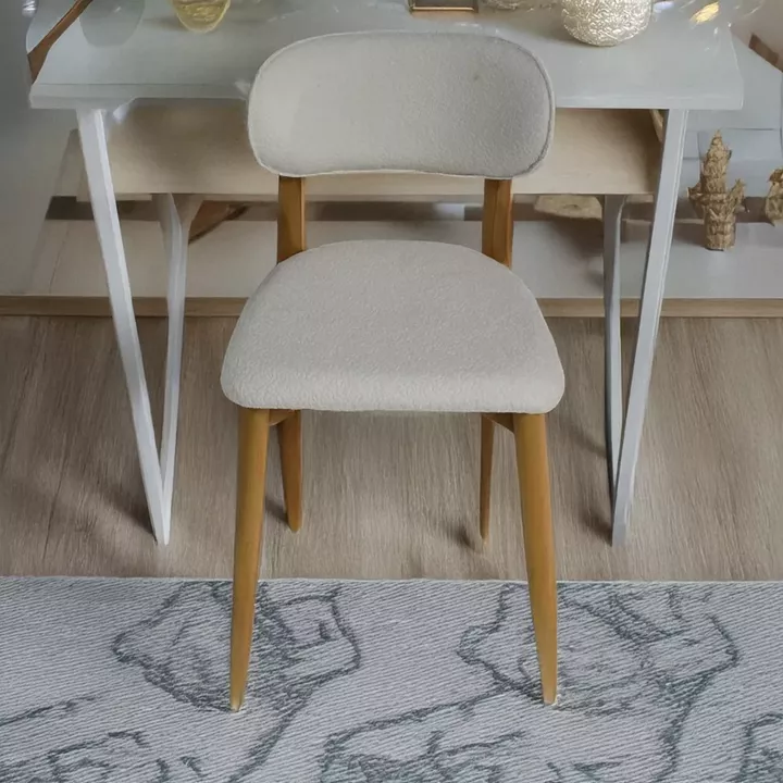 Artekko Bomonti Λευκή Καρέκλα με Μπουκλέ Ύφασμα (50x50x85)cm