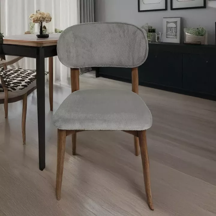 Artekko Bomonti Γκρι Καρέκλα με Μπουκλέ Ύφασμα (50x50x85)cm