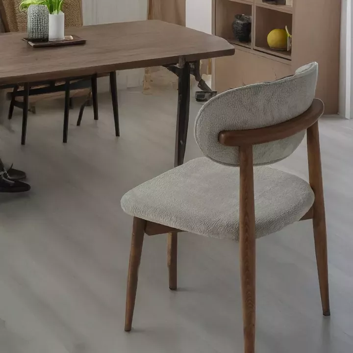 Artekko Bomonti Γκρι Καρέκλα με Μπουκλέ Ύφασμα (50x50x85)cm