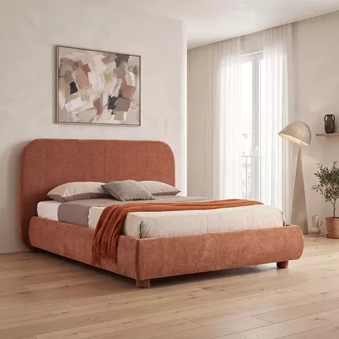Κρεβάτι Salena pakoworld terracotta ύφασμα 160x200εκ