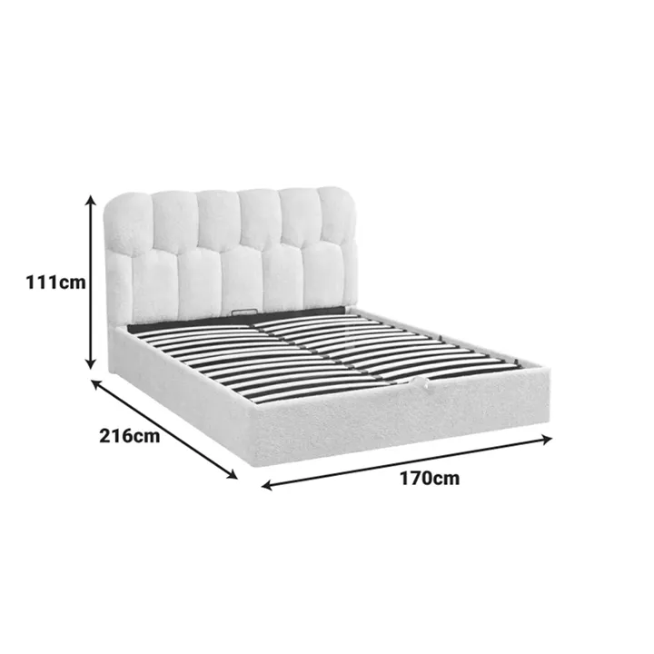 Double bed Sectra pakoworld grey boucle fabric 160x200cm
