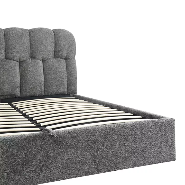 Double bed Sectra pakoworld grey boucle fabric 160x200cm