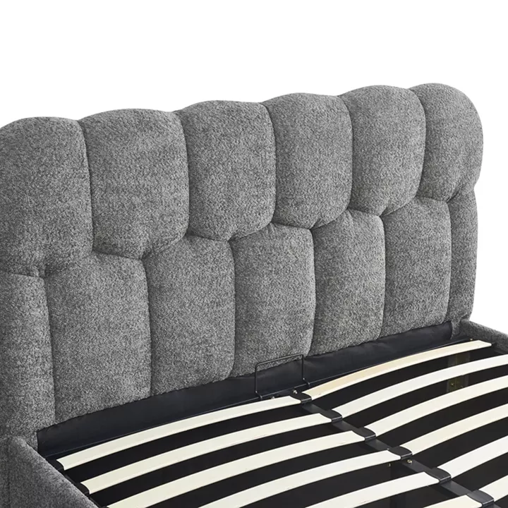 Double bed Sectra pakoworld grey boucle fabric 160x200cm