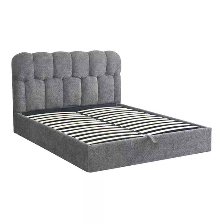 Double bed Sectra pakoworld grey boucle fabric 160x200cm