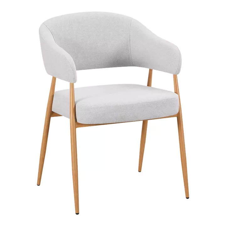 Armchair Filonda pakoworld grey fabric with metal natural color leg 47x58x79cm