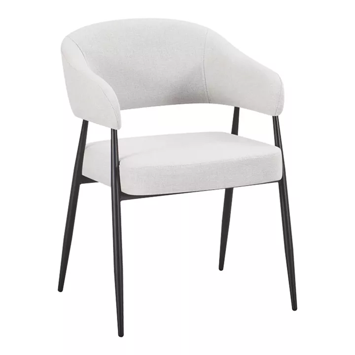 Armchair Filonda pakoworld ivory fabric with black metal leg 47x58x79cm