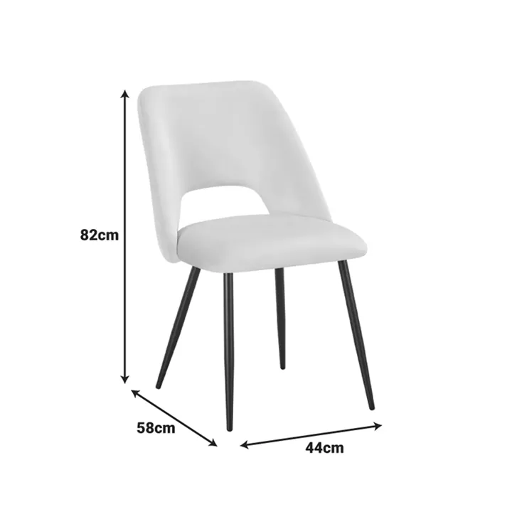 Chair Nelda pakoworld beige velvet fabric with metal black color leg 44x58x82cm