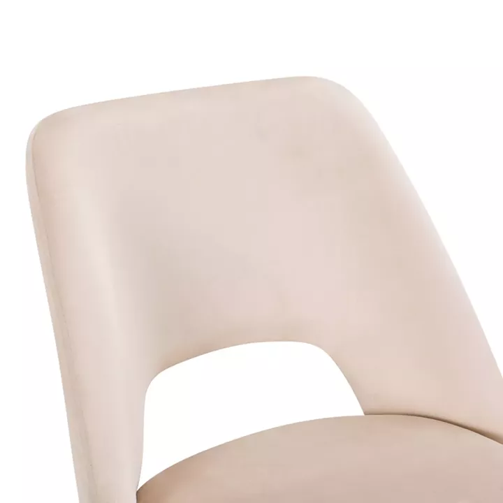 Chair Nelda pakoworld beige velvet fabric with metal black color leg 44x58x82cm