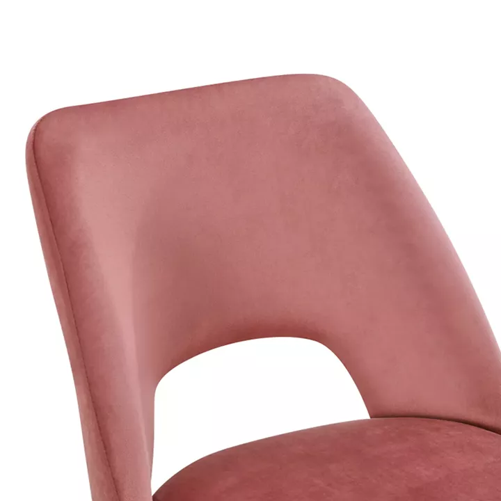 Chair Nelda pakoworld dusty rose velvet fabric with metal black color leg 44x58x82cm