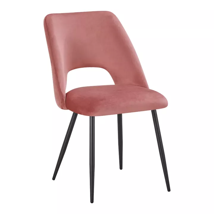 Chair Nelda pakoworld dusty rose velvet fabric with metal black color leg 44x58x82cm
