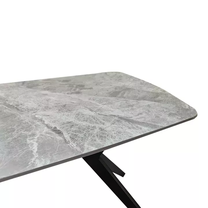 Τραπέζι Ezali pakoworld sintered stone γκρι όψη μαρμάρου με μαύρο μεταλλικό πόδι 140x80x75εκ