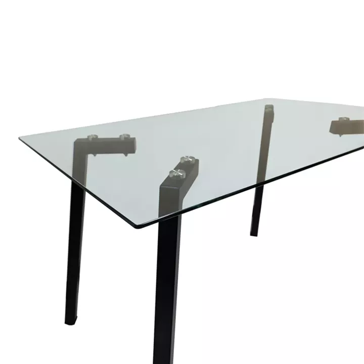 Titta table pakoworld glass top with black metal leg 120x70x75cm