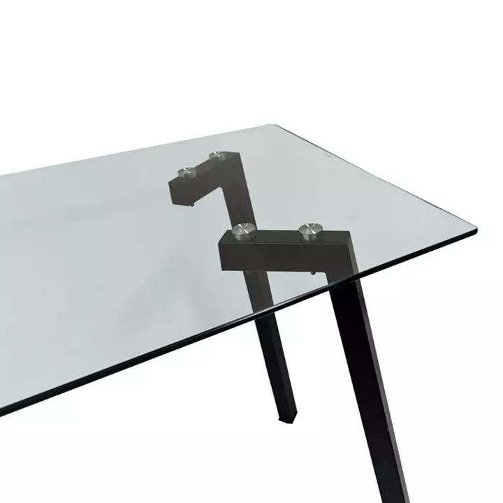 Titta table pakoworld glass top with black metal leg 120x70x75cm