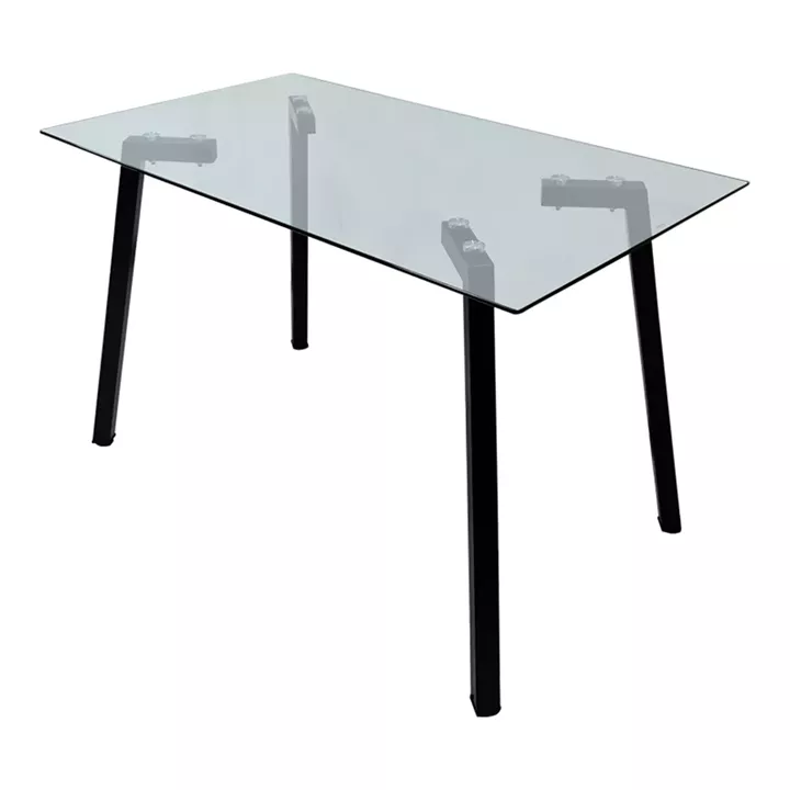 Titta table pakoworld glass top with black metal leg 120x70x75cm