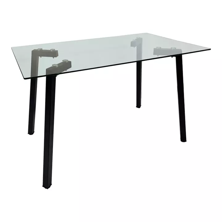 Titta table pakoworld glass top with black metal leg 120x70x75cm