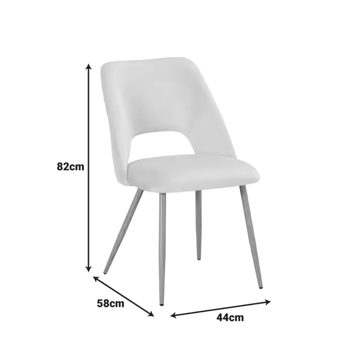 Chair Nelda pakoworld beige velvet fabric with metal natural color leg 44x58x82cm