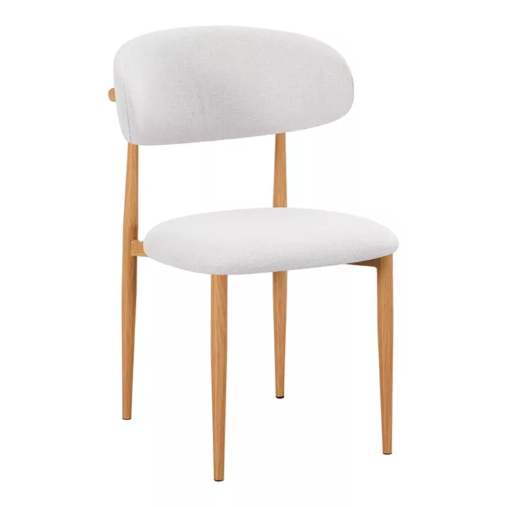 Chair Folegio pakoworld ivory fabric with metal natural color leg 49x55x80cm
