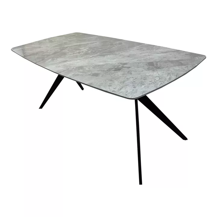 Τραπέζι Ezali pakoworld sintered stone γκρι όψη μαρμάρου με μαύρο μεταλλικό πόδι 180x90x75εκ