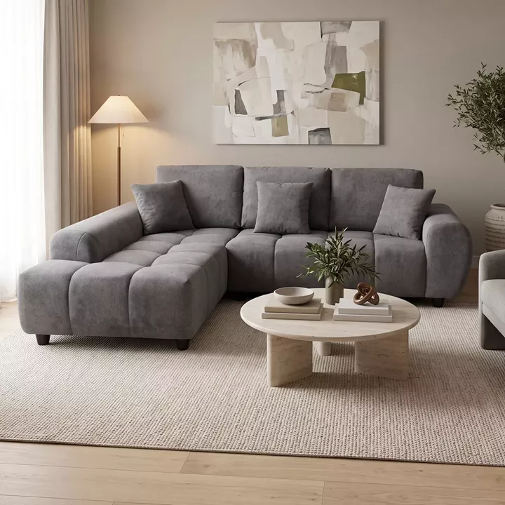 Right corner sofa Londe pakoworld grey fabric 273x211x92cm