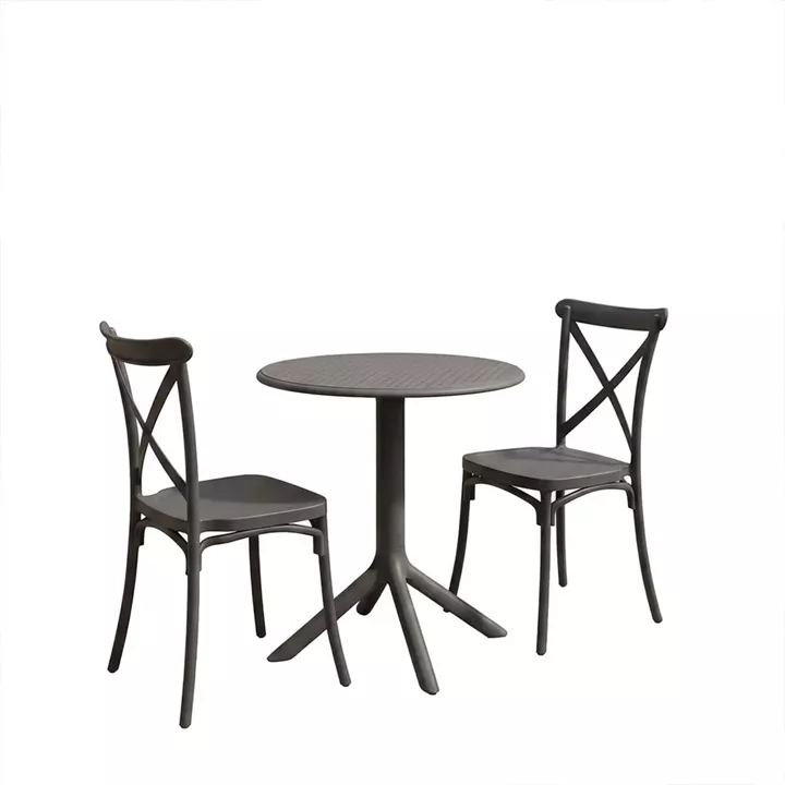 Dining set Mercon Crossie pakoworld set 3pcs anthracite PP Φ60x75cm