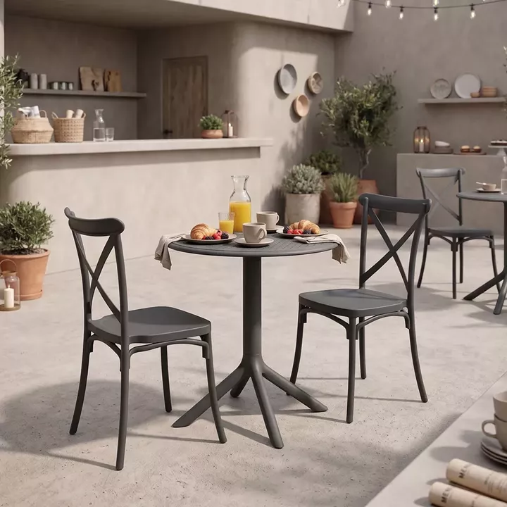Dining set Mercon Crossie pakoworld set 3pcs anthracite PP Φ60x75cm