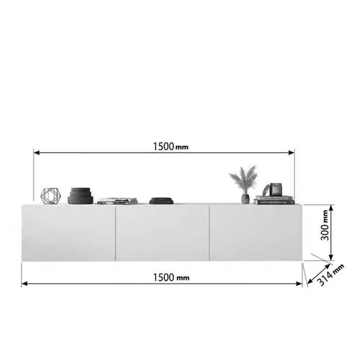 Wall mounted tv stand Felita pakoworld white 150x31.4x30cm