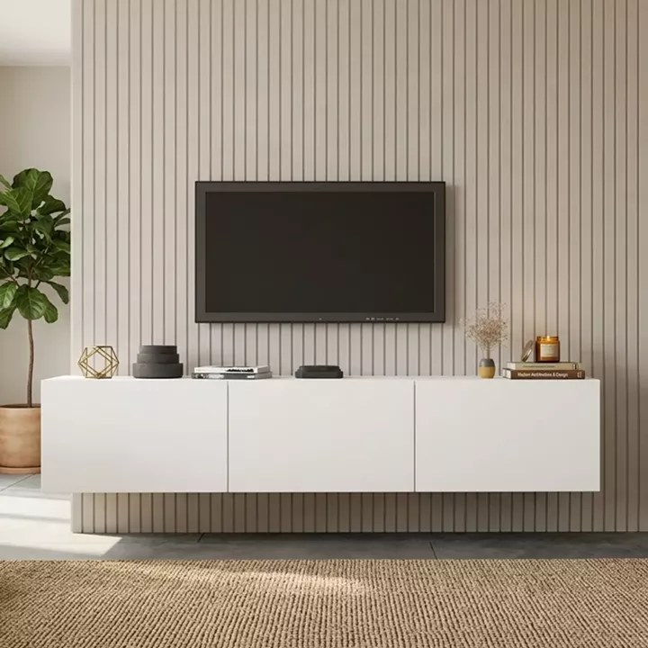 Wall mounted tv stand Felita pakoworld white 150x31.4x30cm