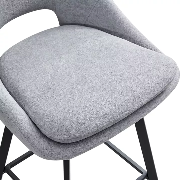 Bar stool Initiate pakoworld fabric grey-black metal leg 48x56x98cm