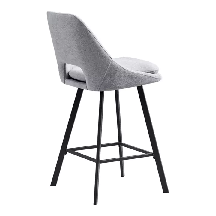 Bar stool Initiate pakoworld fabric grey-black metal leg 48x56x98cm