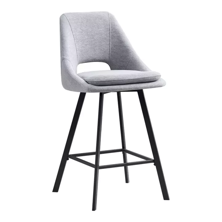 Bar stool Initiate pakoworld fabric grey-black metal leg 48x56x98cm